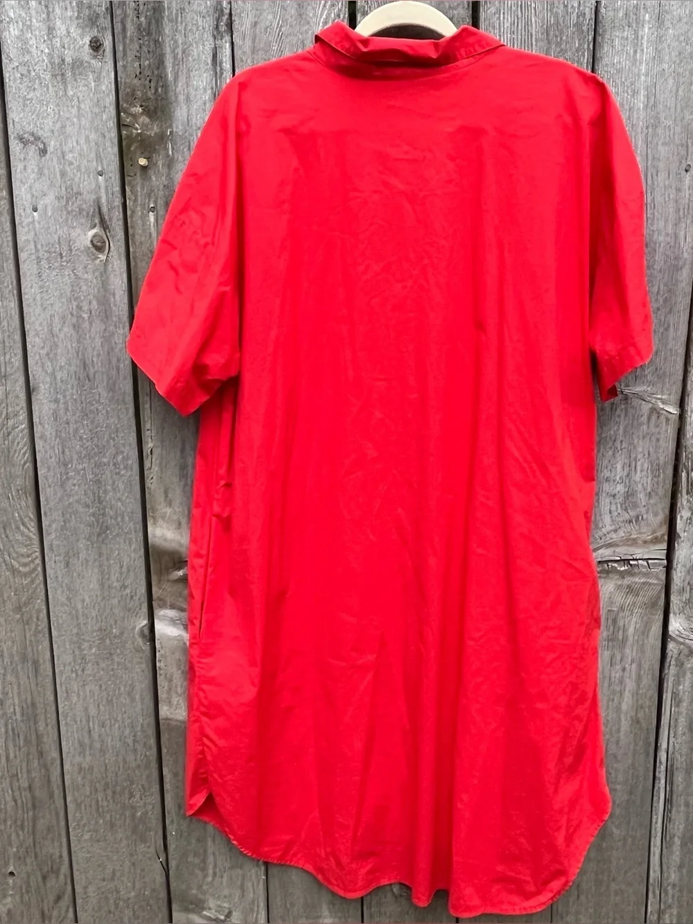 Eileen Fisher Geranium Poplin Shirt Dress Orange Short Sleeve 3x